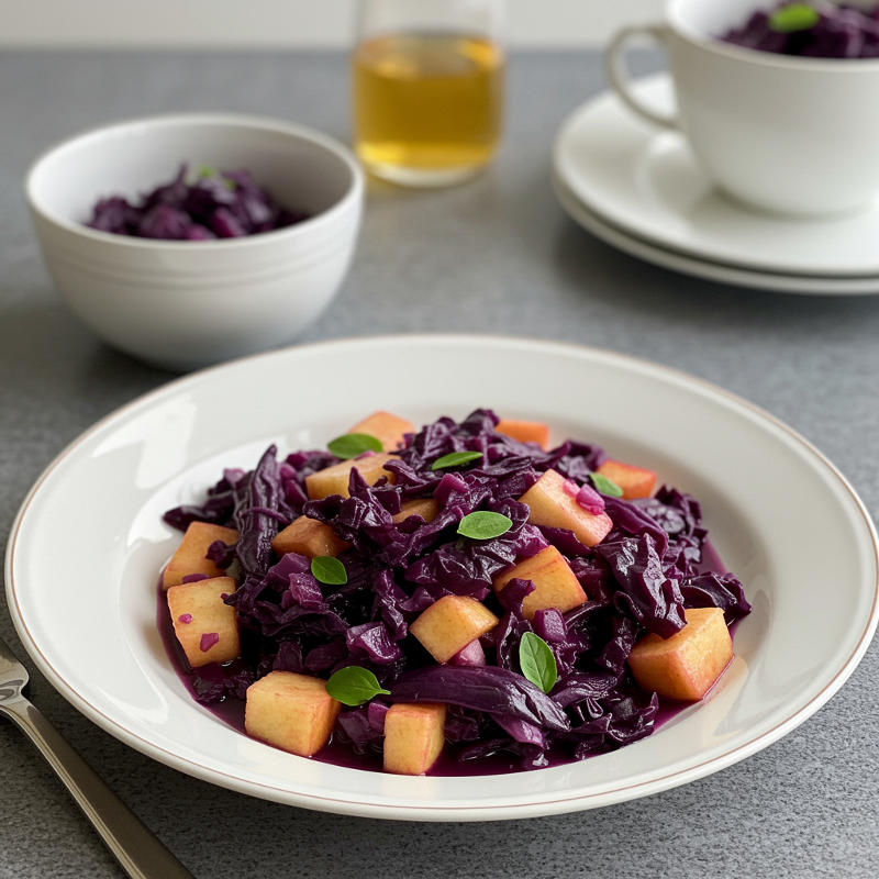 Gedünsteter Rotkohl mit Äpfeln und Mandeln