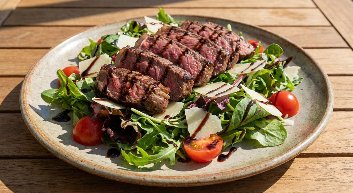 Tagliata vom Entrecôte auf Salatbett