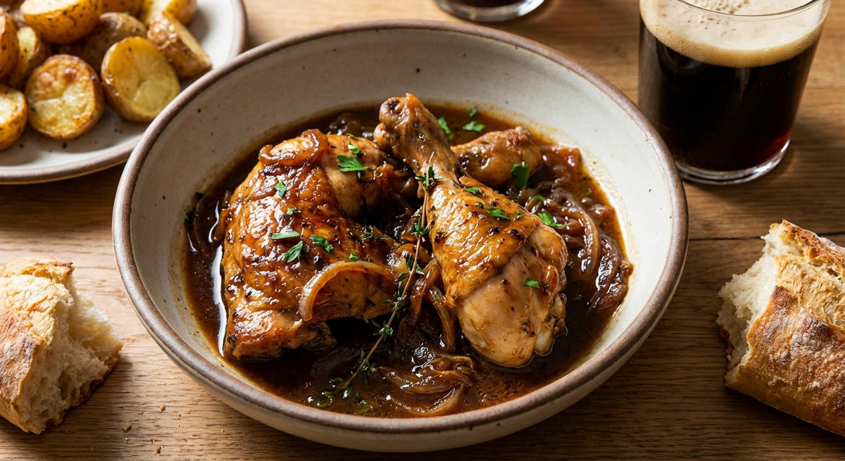 Dunkles Bier Hähnchen