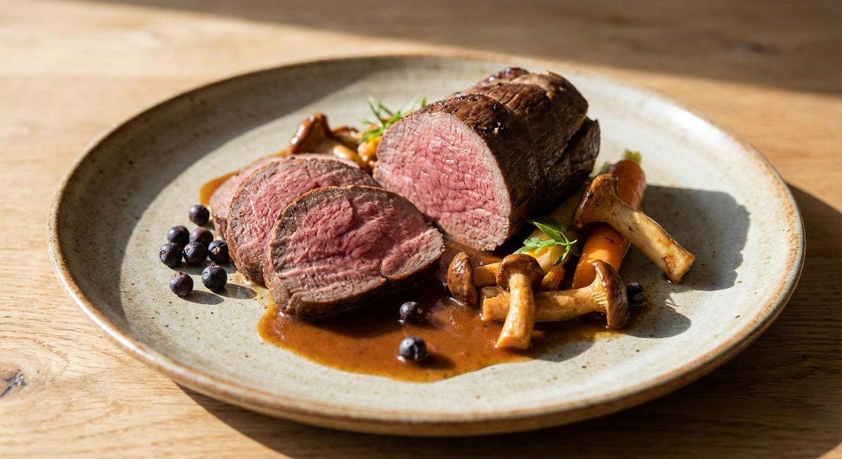 Hirschrücken dampfgegart