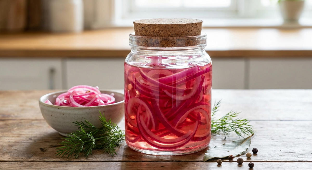 Süß-sauer eingelegte rote Zwiebeln