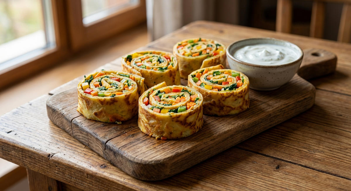 Gemüse-Pfannkuchen-Schnecken für Kids