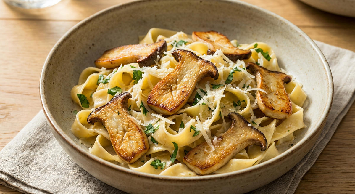 Kräuterseitling-Bandnudeln