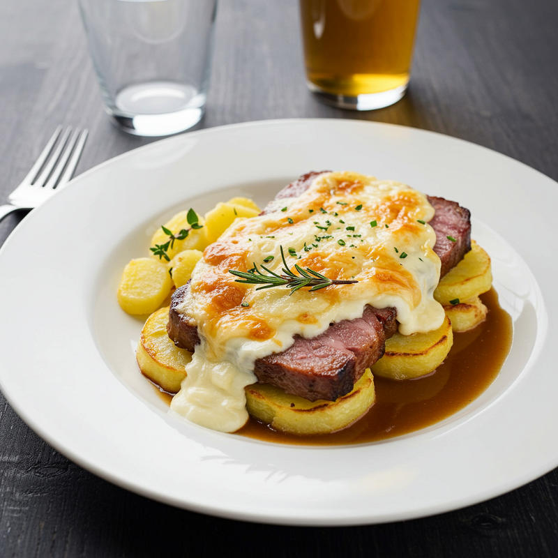 Hackbraten auf Kartoffelgratin