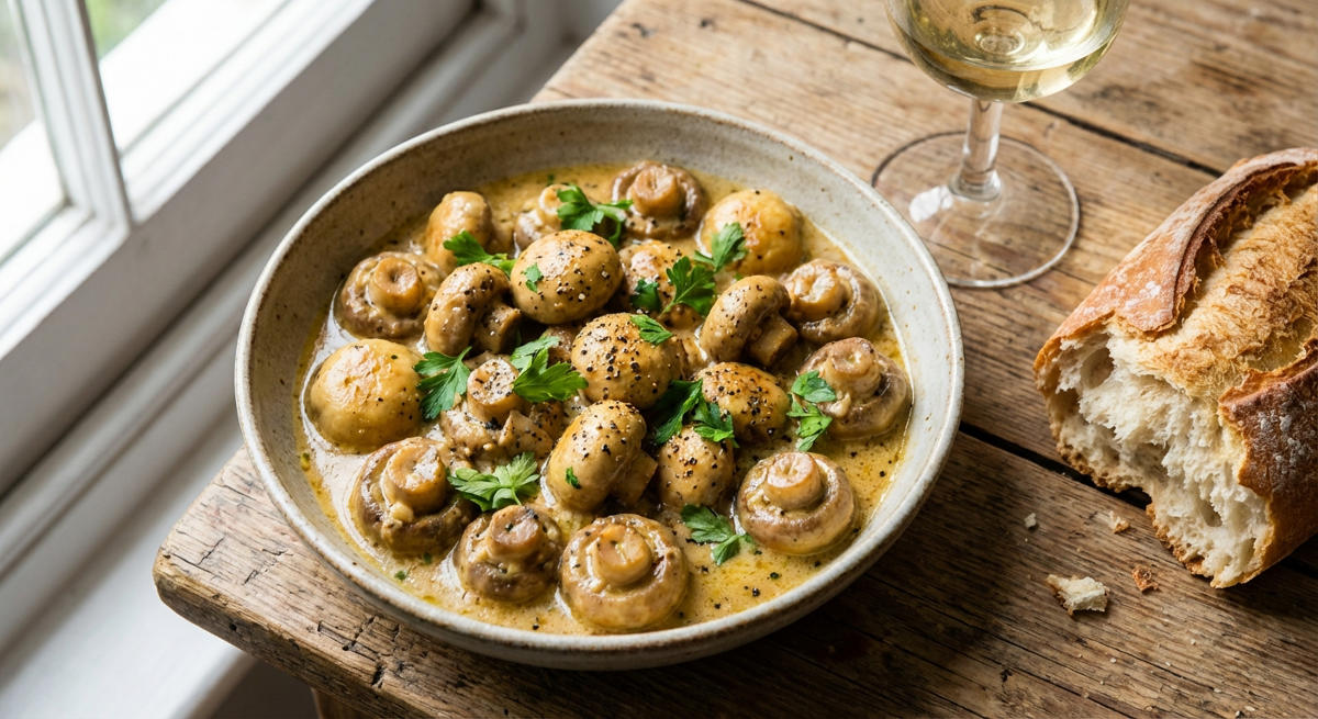 Cremige Champignons in Knoblauchsauce