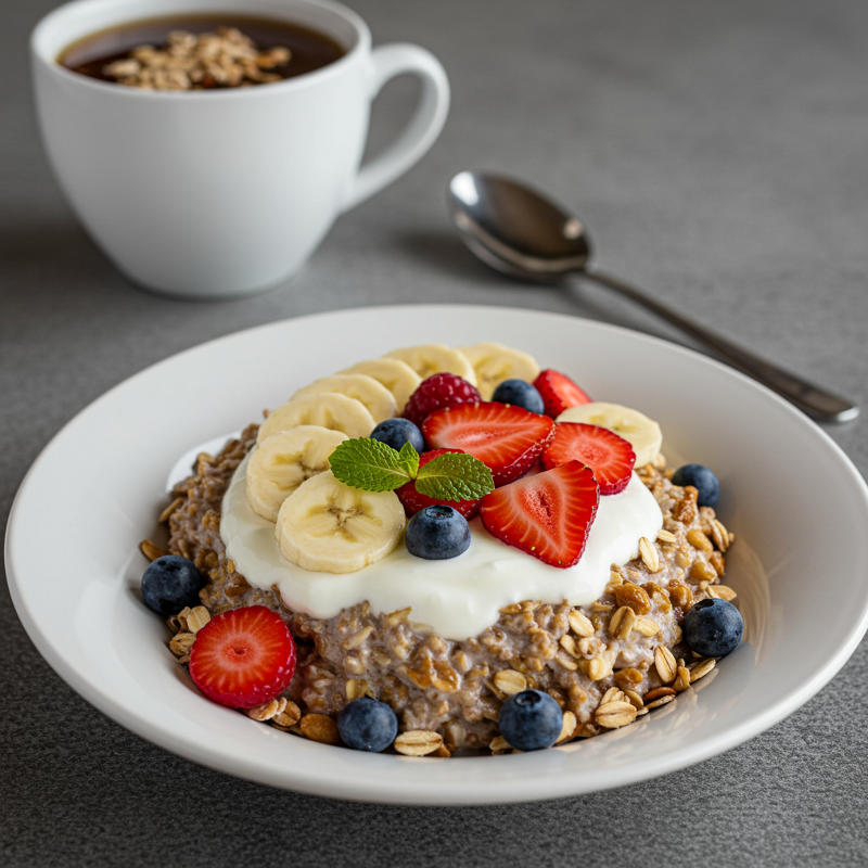 Müsli con yogurt e frutta