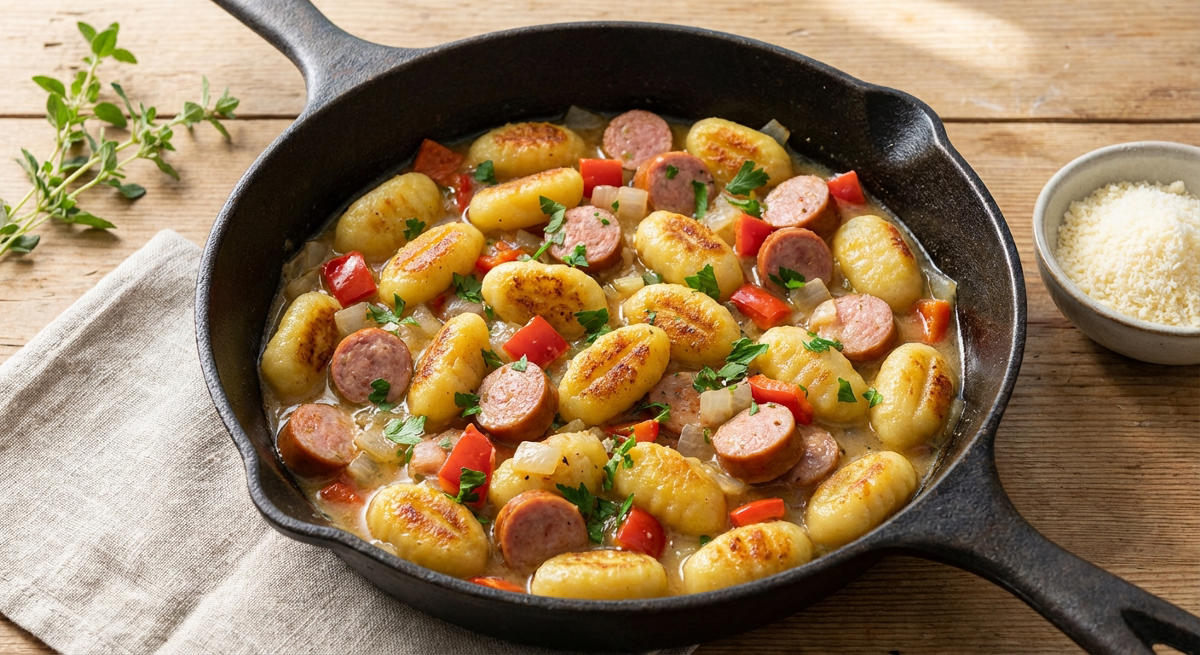 Gnocchi-Fleischwurst-Pfanne