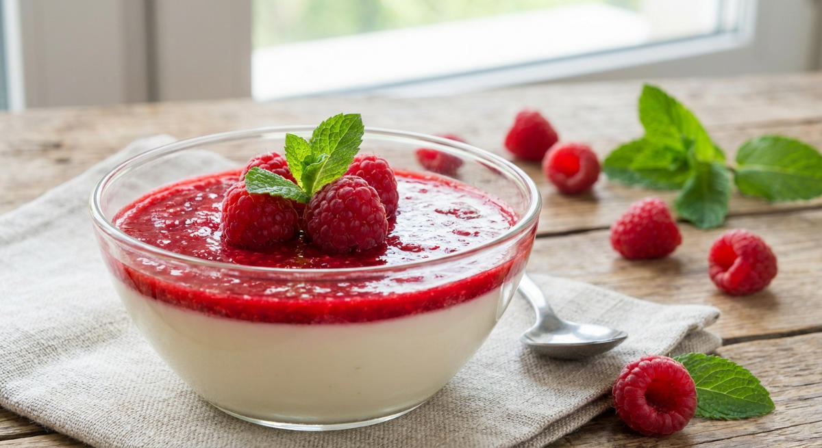 Panna Cotta mit Himbeerpüree