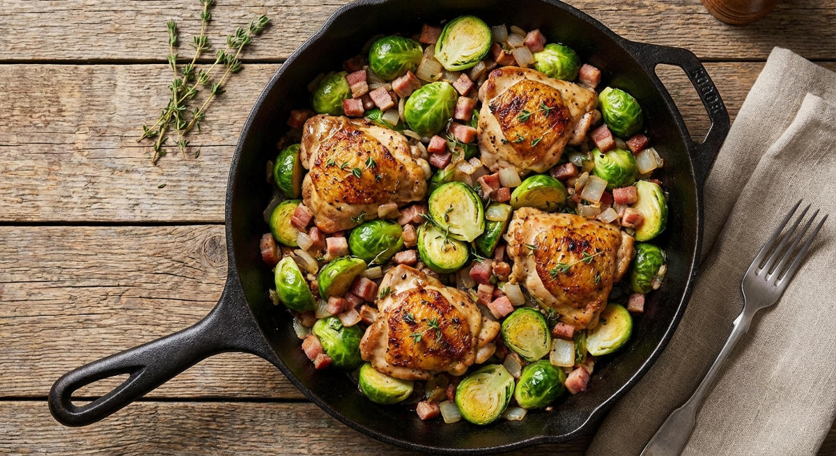 Hähnchenpfanne mit Rosenkohl