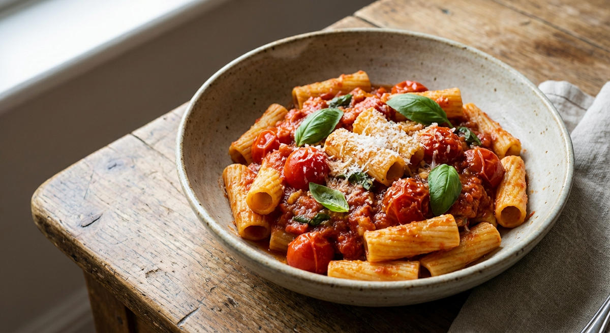 Tomaten-Nudelgericht