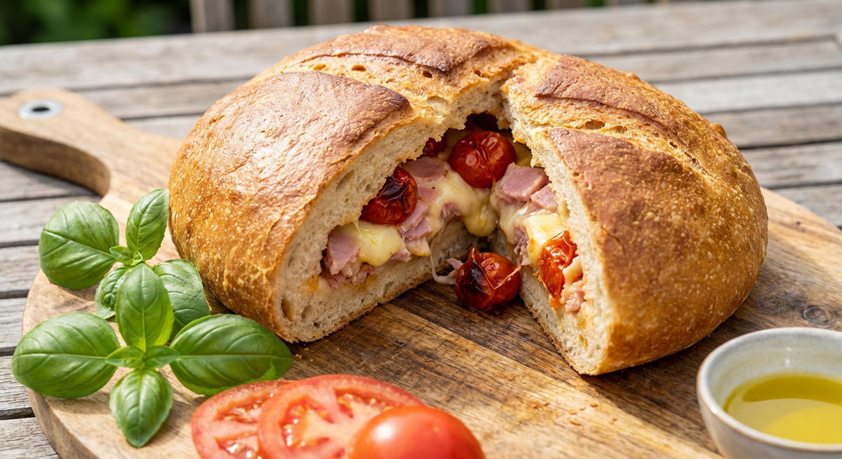 Omnia-Brot mit Tomaten und Schinken