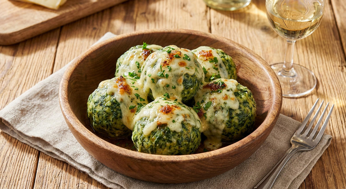 Spinatknödel mit Almkäse