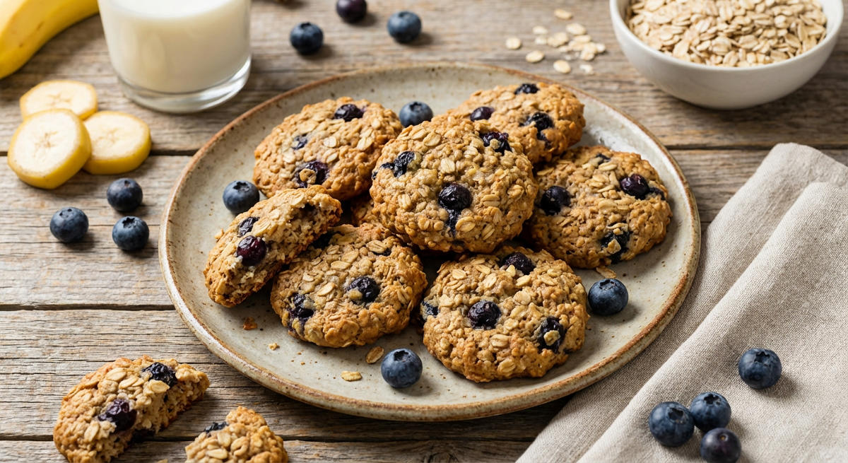 Bananen-Blaubeer-Haferkekse