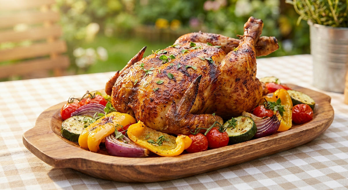 Gegrilltes Hähnchen mit Gemüse