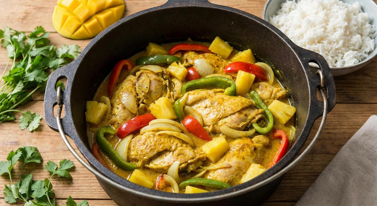 Exotisches Geflügel-Schichtfleisch aus dem Dutch Oven