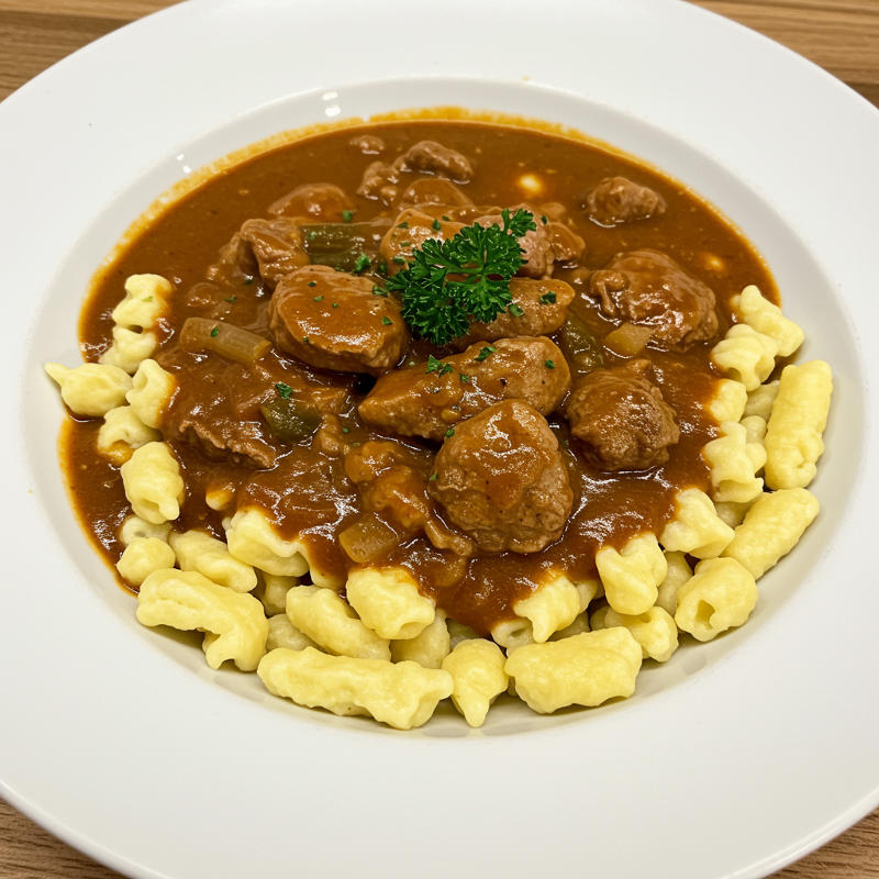 Rahmgulasch mit Spätzle
