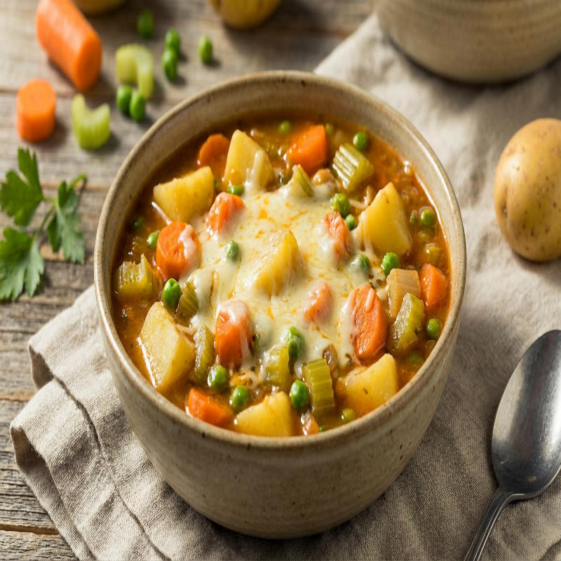 Gemüseeintopf mit Kartoffeln und Käse