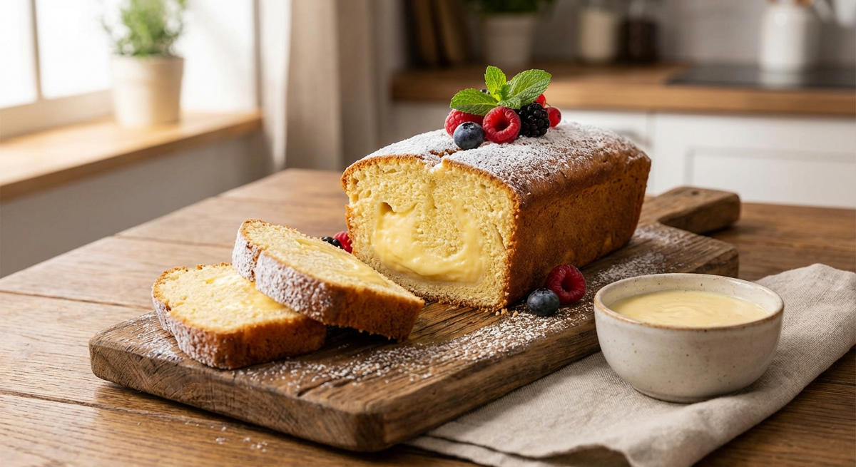 Vanillepuddingkuchen aus der Kastenform