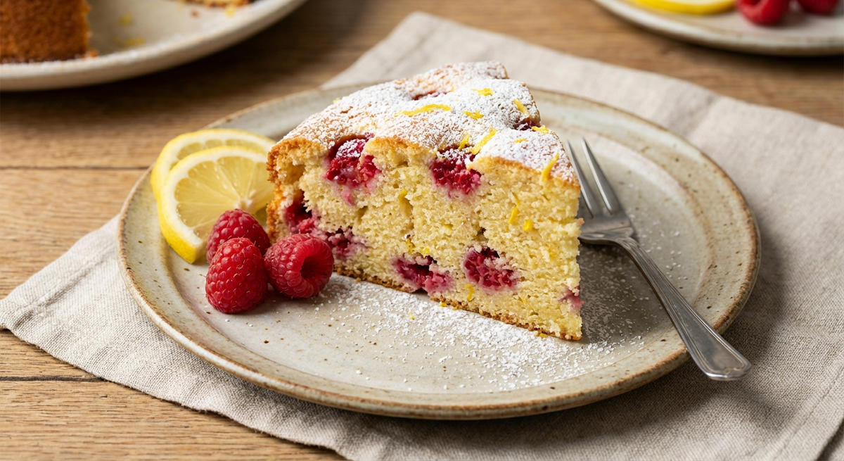 Fruchtiger Rührkuchen mit Himbeeren und Zitrone