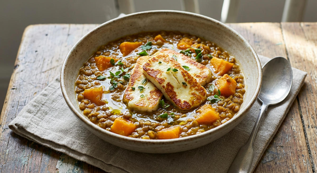 Stufato di Lenticchie e Zucca con Halloumi