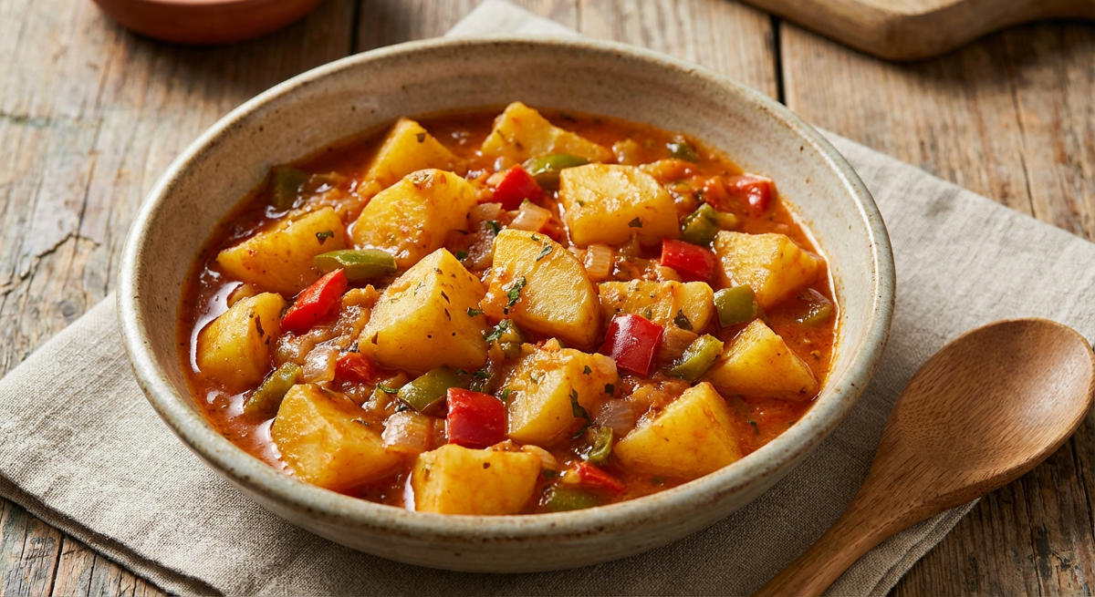 Kartoffeln in Paprika-Tomaten-Sauce