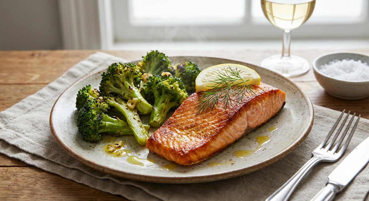Gebratener Lachs mit Brokkoli