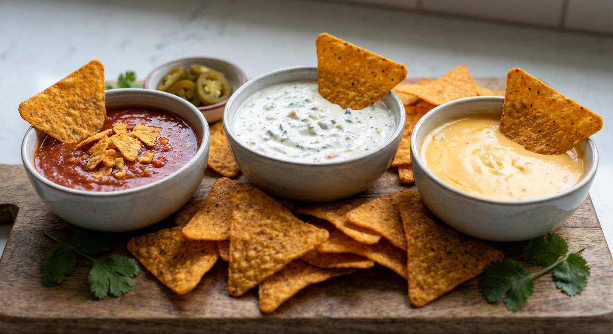 Doritos Dip, Veggie Ranch Dip und Nacho Cheese Dip