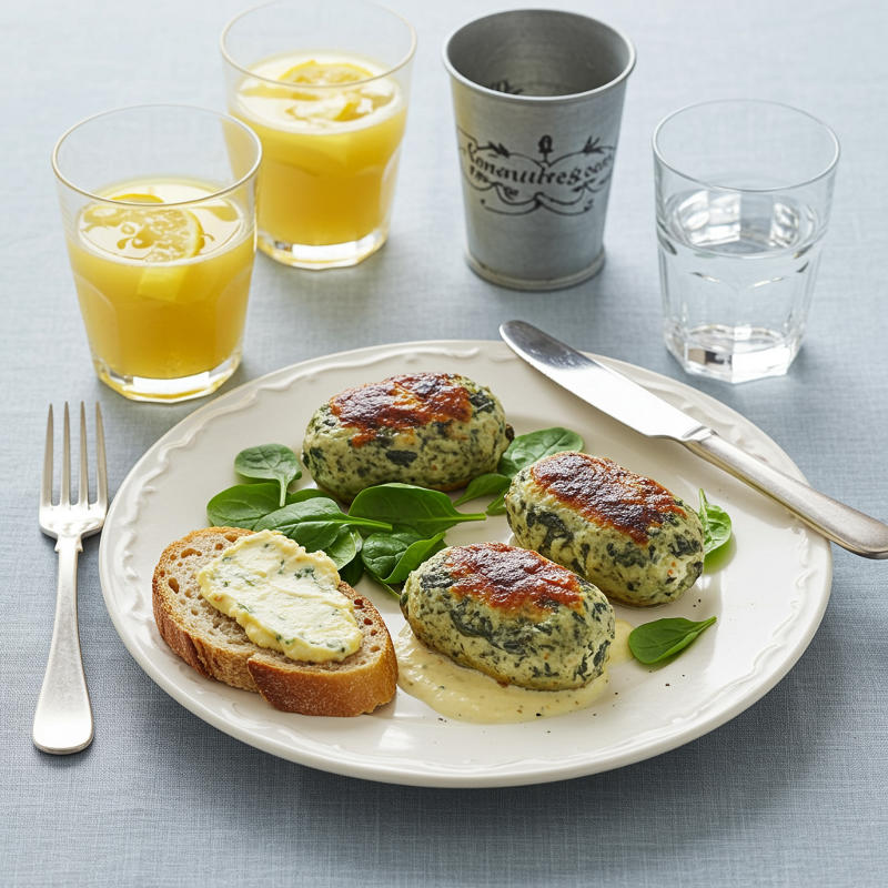 Spinatröllchen mit Frischkäse und Hähnchenbrust