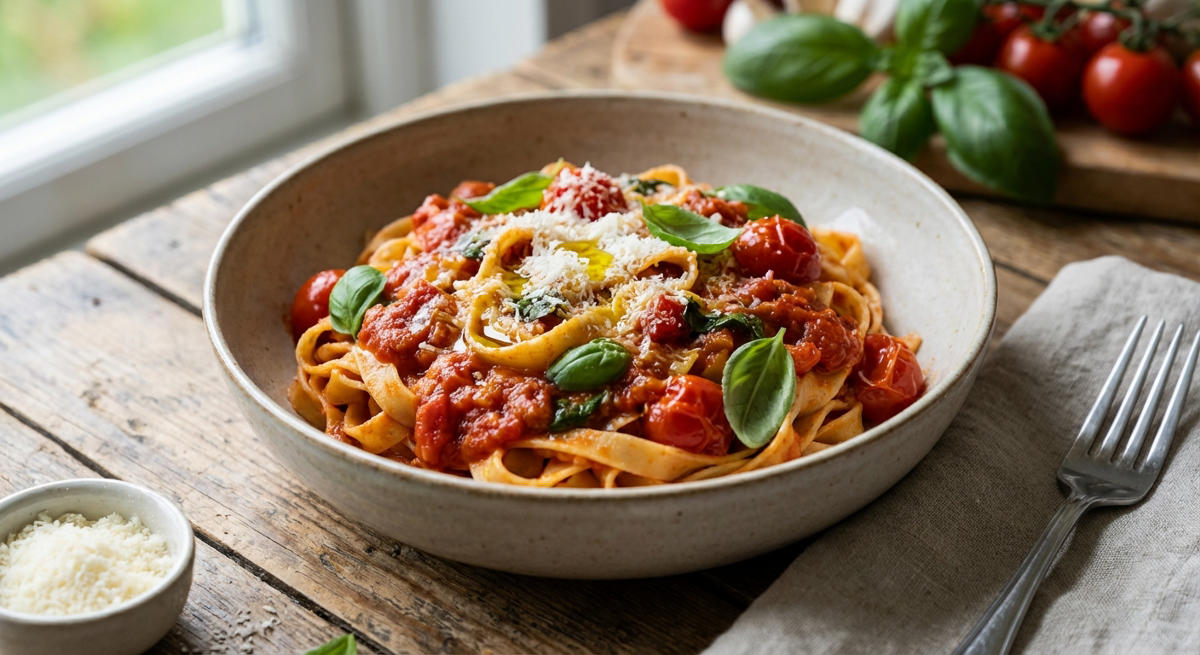 Tomatensauce mit Nudeln