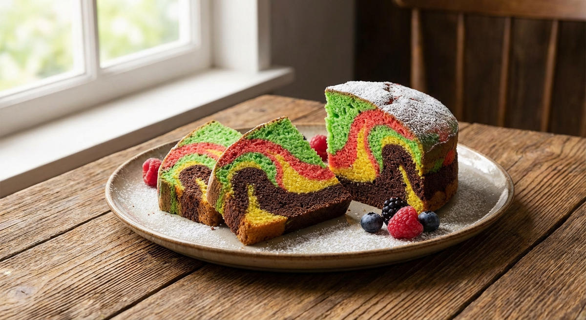 Papageien Kuchen Schokoladenteig