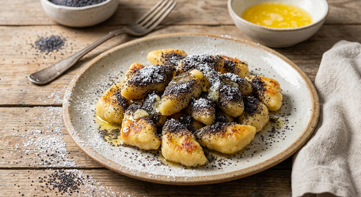 Mohnnudeln aus Kartoffelteig