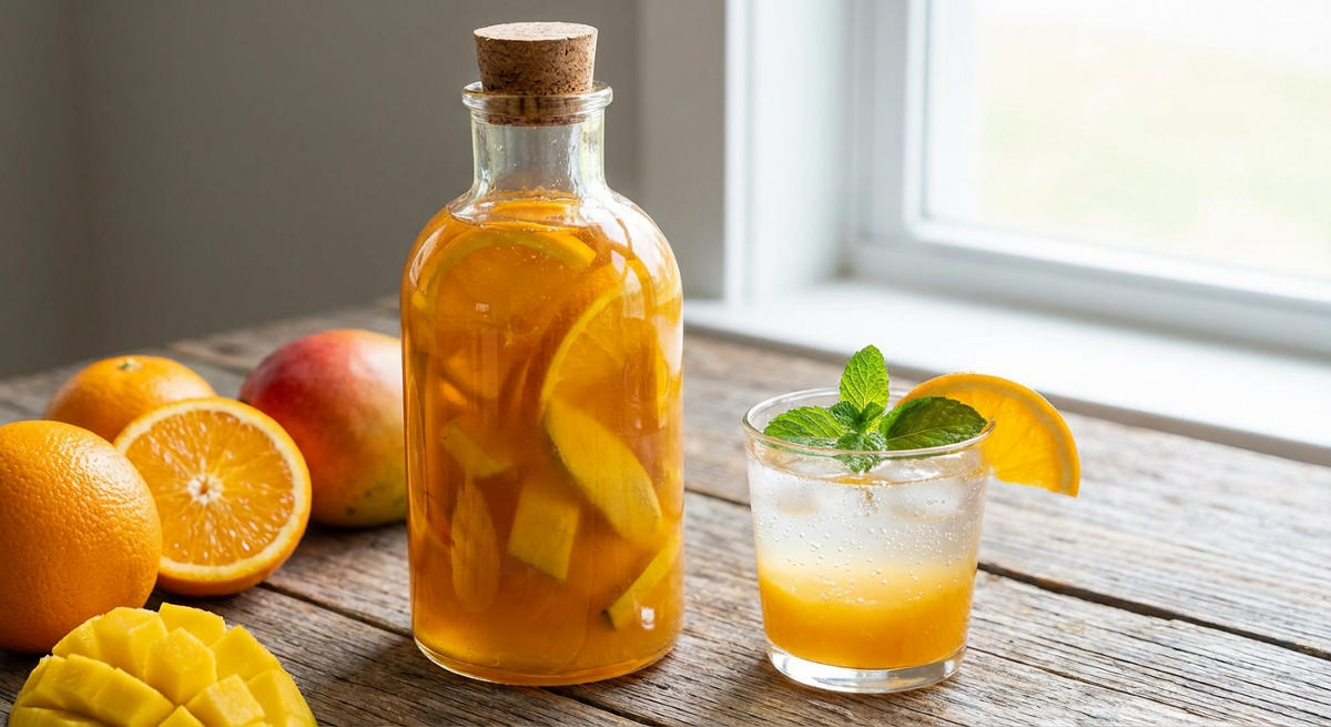 Zuckerfreier Orangen-Mango-Sirup