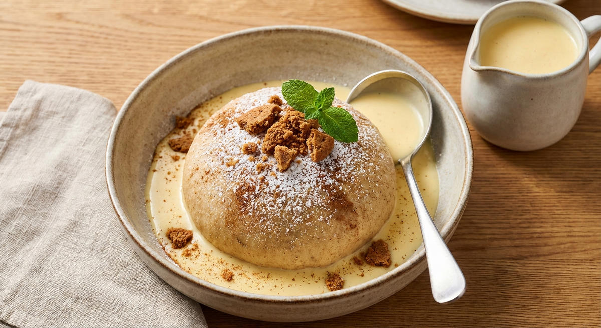 Lebkuchen-Germknödel mit Vanillesoße