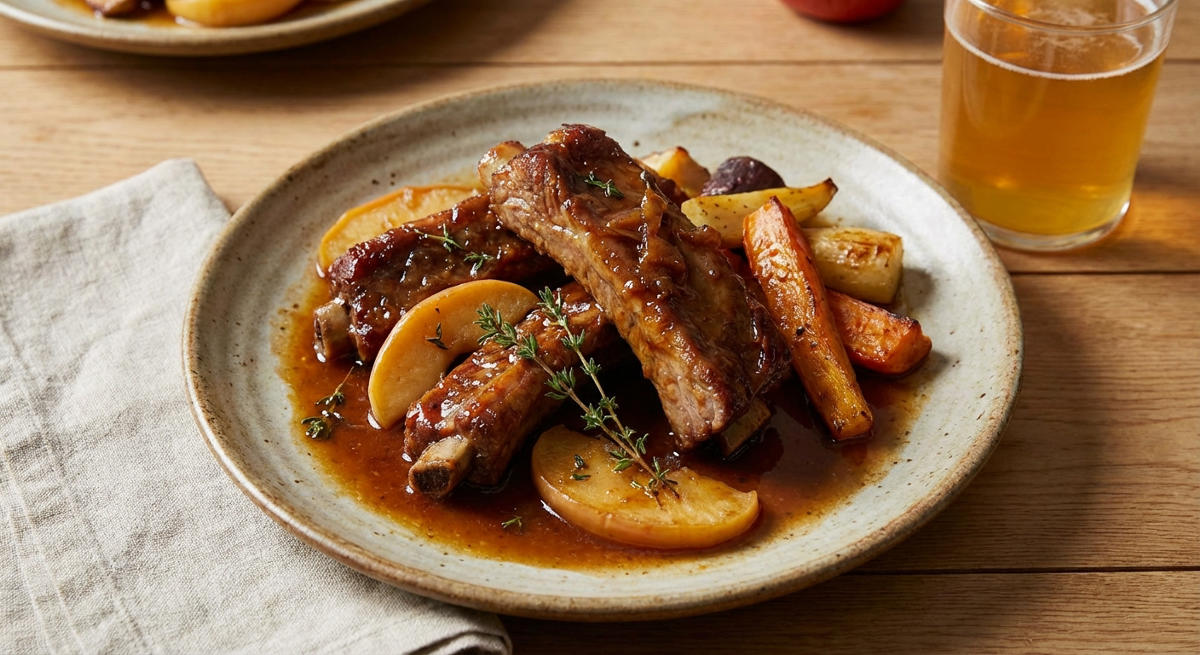 Butterzarte Geschmorte Schweinerippchen in Apfelcider