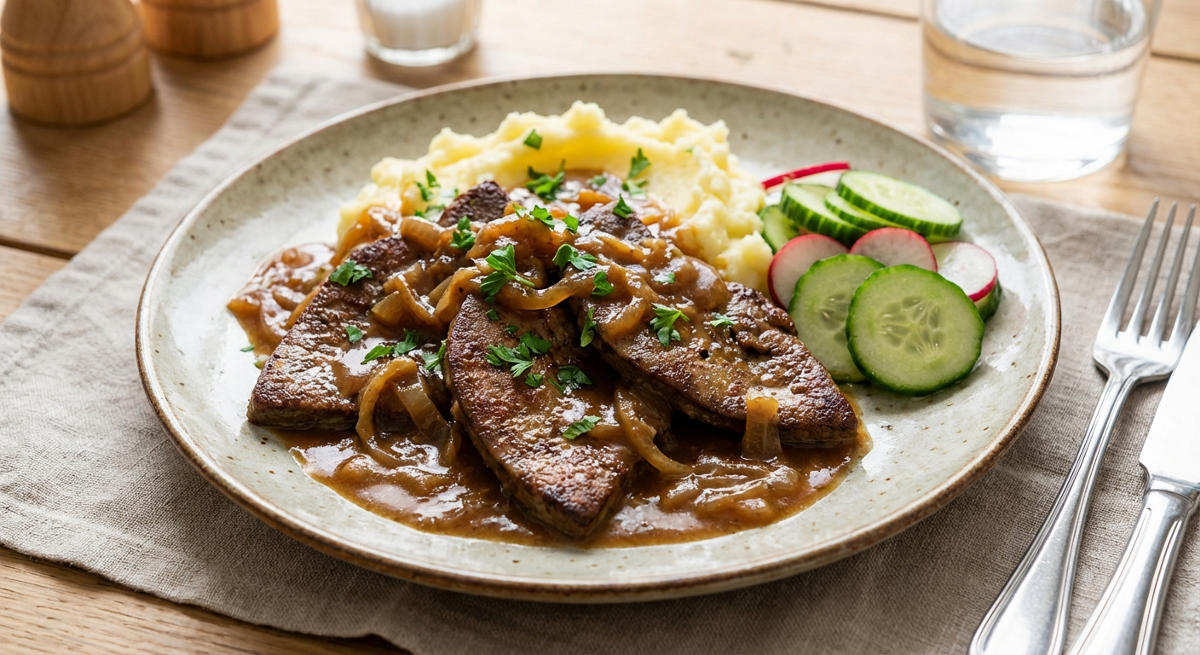 Schweineleber in Zwiebelsauce