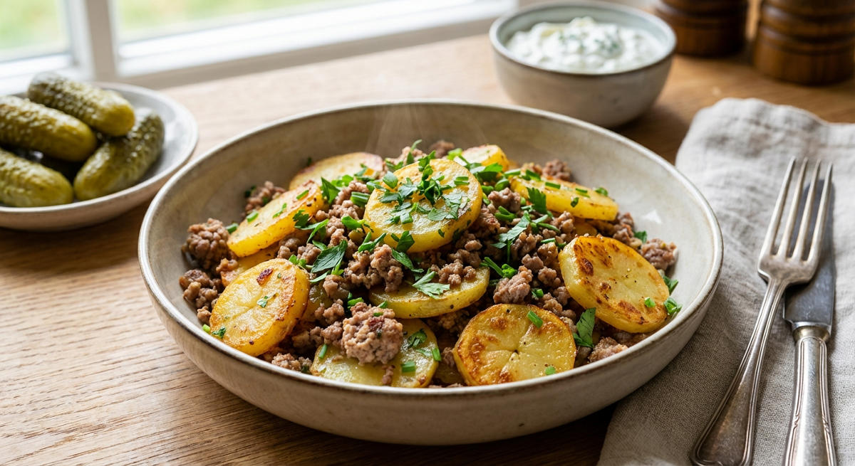 Bratkartoffeln mit Hackfleisch und Kräutern