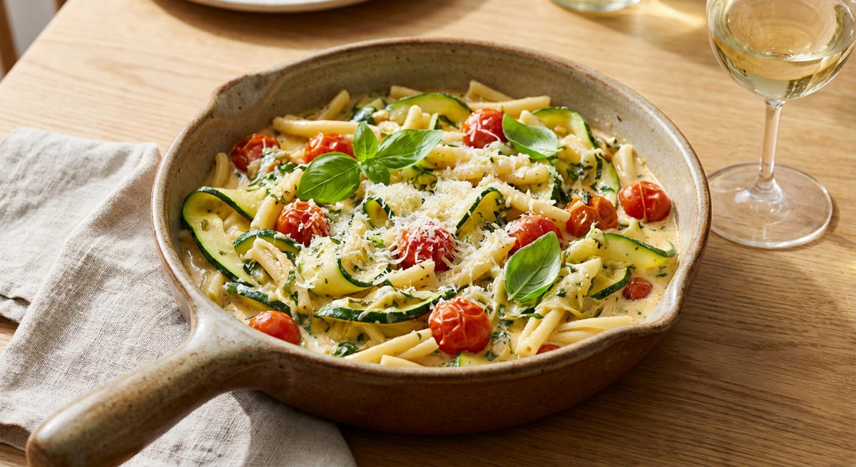 Cremige Zucchini-Nudel-Pfanne