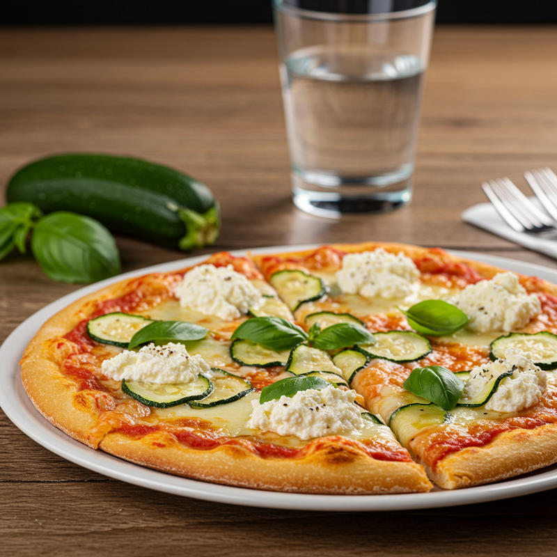 Pizza mit Ricotta, Zucchini und Mozzarella