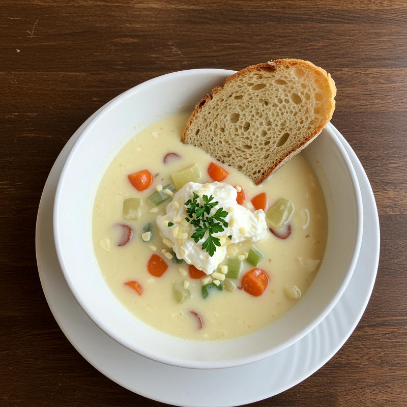 Gemüsecremesuppe mit Frischkäse