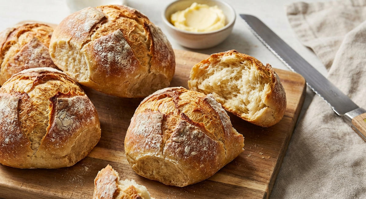 Hausgemachte Brötchen mit knuspriger Kruste