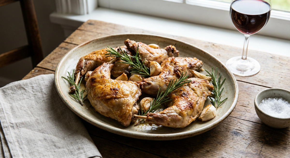 Conejo Asado con Romero y Ajo
