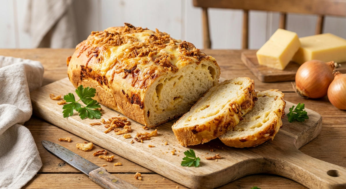 Crispy Fried Onion Cheese Bread