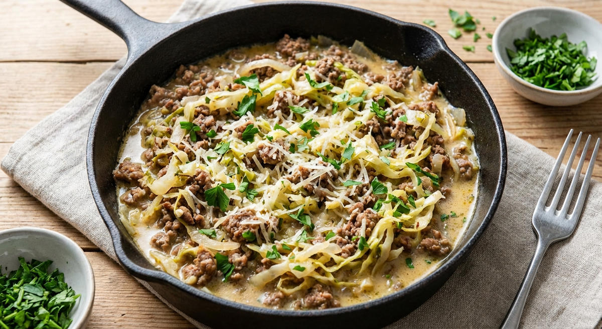 Keto Spitzkohl-Hackfleisch-Pfanne