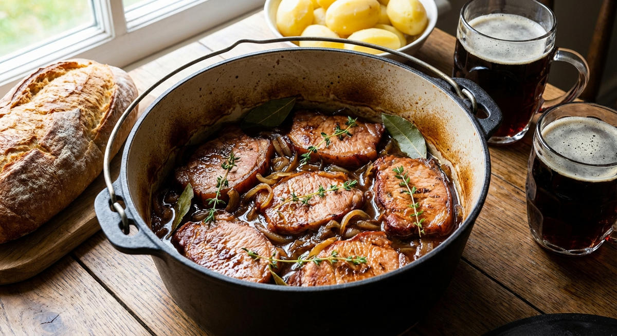 Würziger Zwiebel-Kassler aus dem Dutch Oven