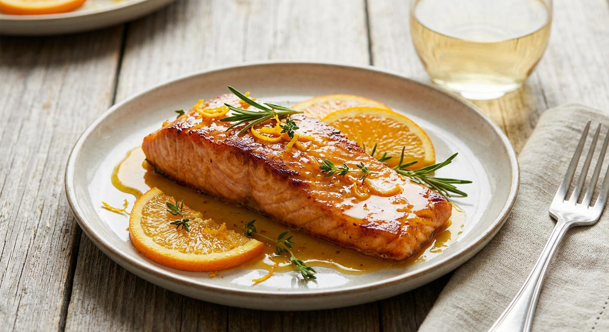 Lachs in Orangen-Sauce