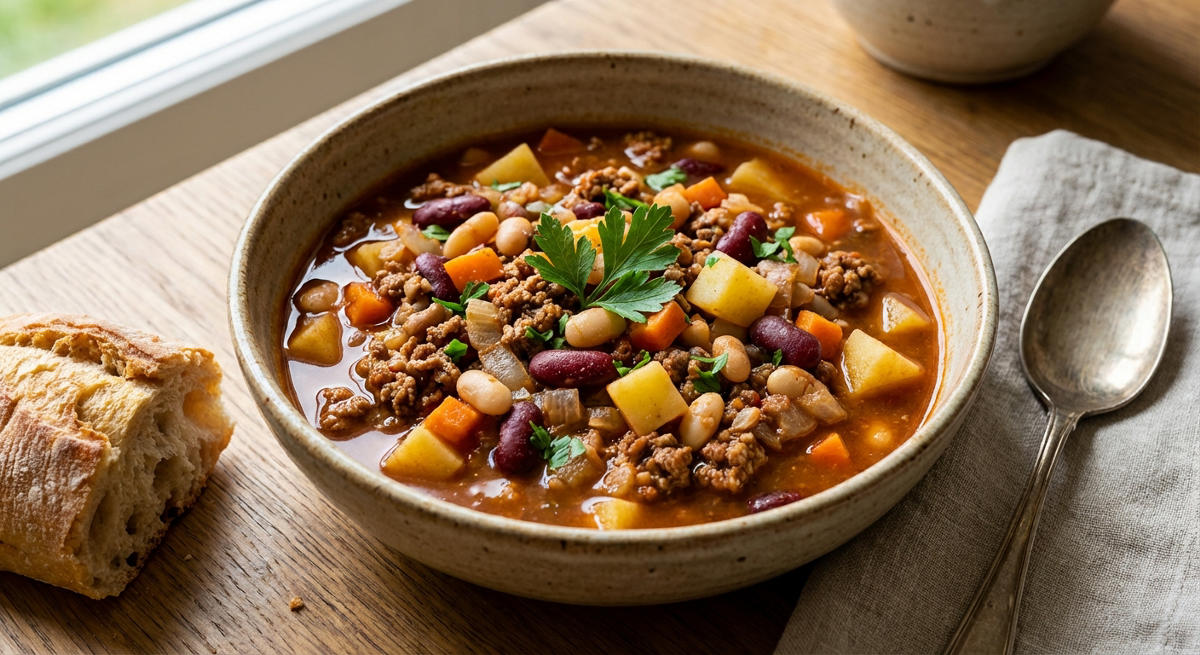 Bohneneintopf mit Hackfleisch