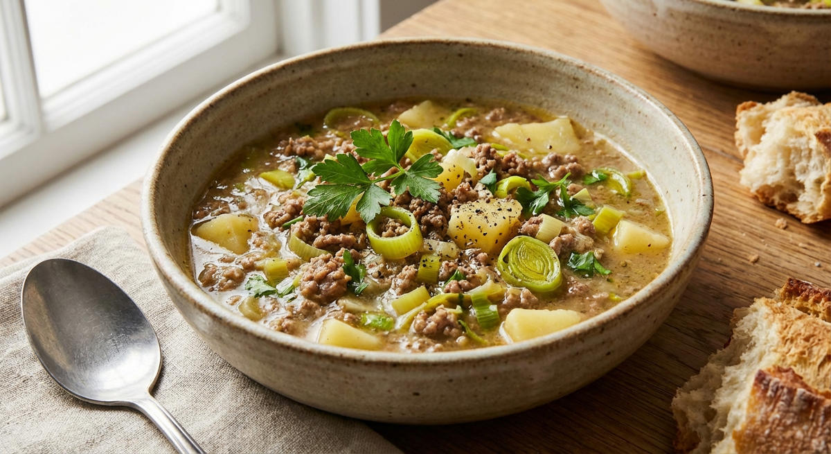 Hackfleisch-Lauch-Suppe