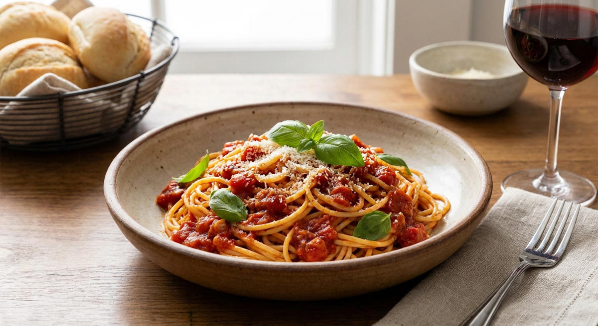 Tomatensauce mit Nudeln
