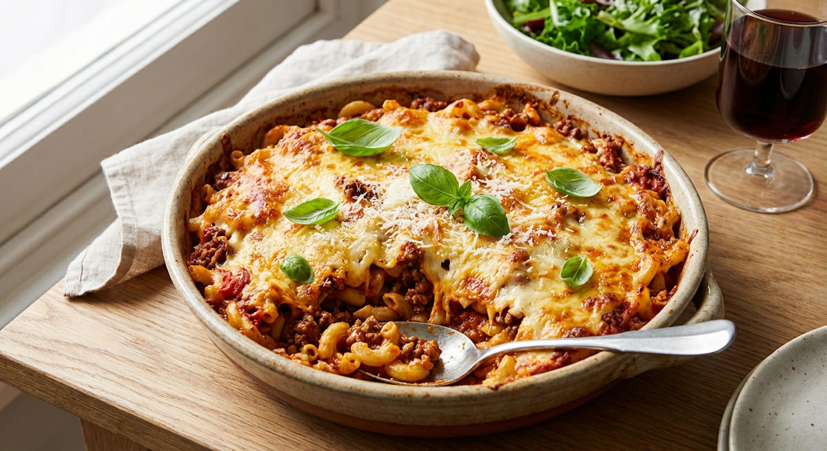 Überbackene Makkaroni mit Hackfleisch