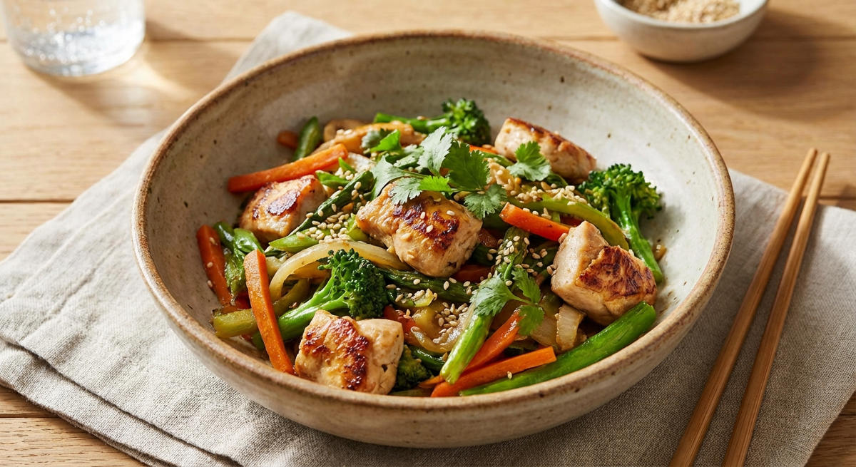 Gemüsepfanne mit Hähnchen